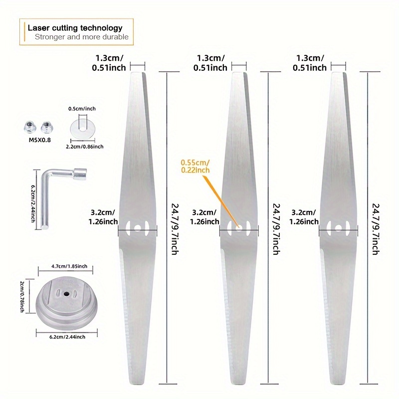 3 Pieces of 9.7-Inch Straight  - 5 Inch Propeller ulasan dan harga