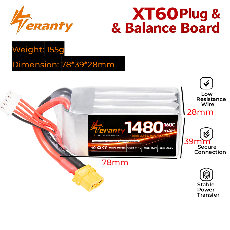 TERANTY 4S 14.8V 1480mAh 160C  - Lipo Battery 4S ulasan dan harga
